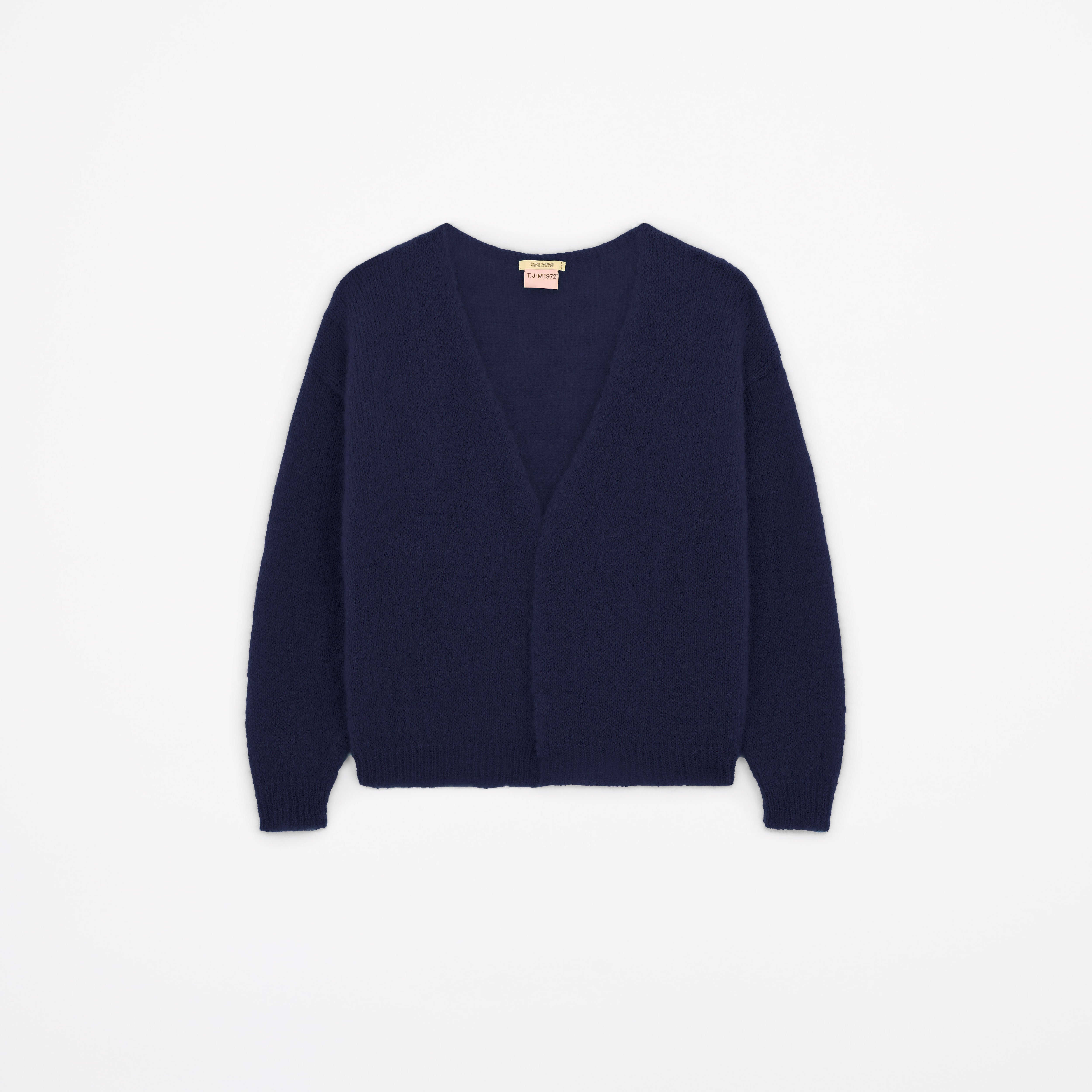 Produit Gilet Anouch marine confectionné par la marque Parisienne Tricots Jean Marc 1972.