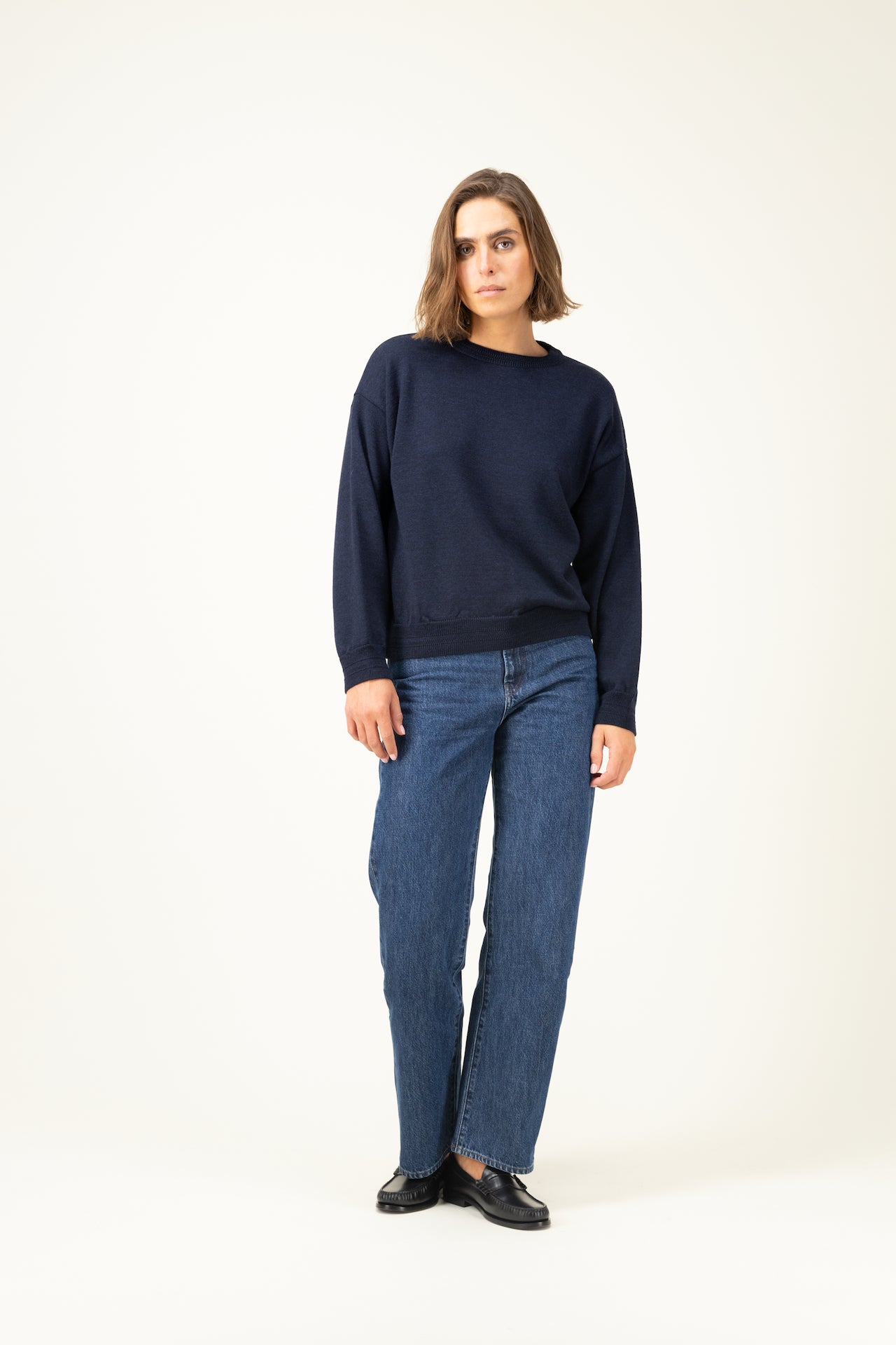 Produit Méliné round neck sweater confectionné par la marque Parisienne Tricots Jean Marc 1972.