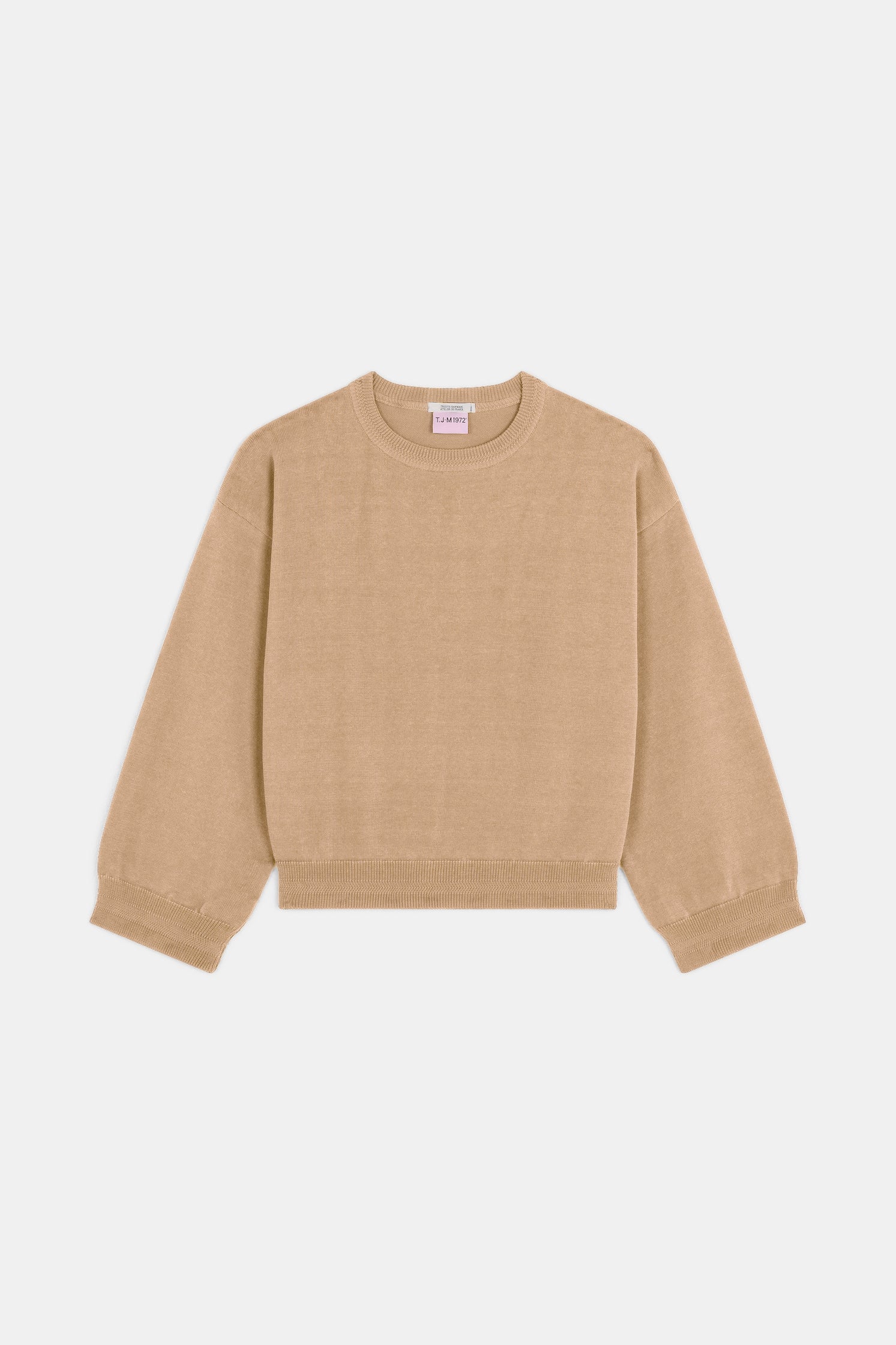 Produit Loucine col rond Camel confectionné par la marque Parisienne Tricots Jean Marc 1972.