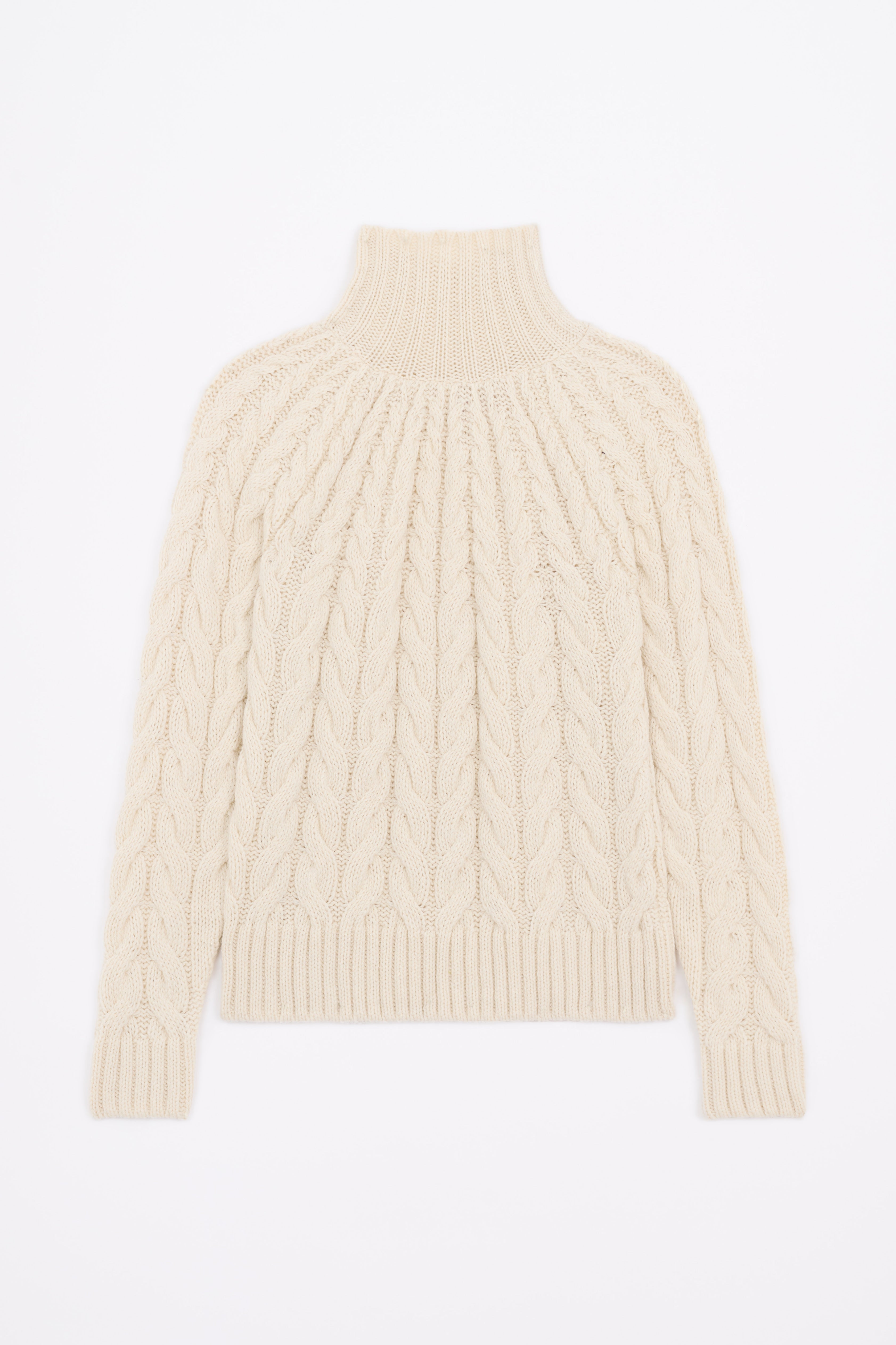 Produit Pull Méliné torsades écru confectionné par la marque Parisienne Tricots Jean Marc 1972.