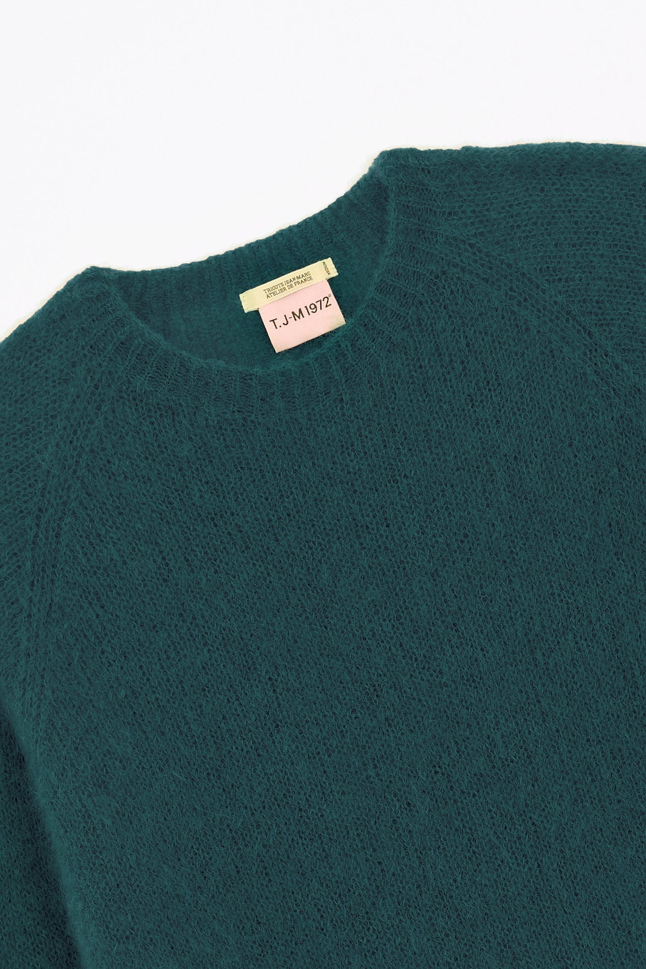 Produit Anouch col rond Vert forêt confectionné par la marque Parisienne Tricots Jean Marc 1972.