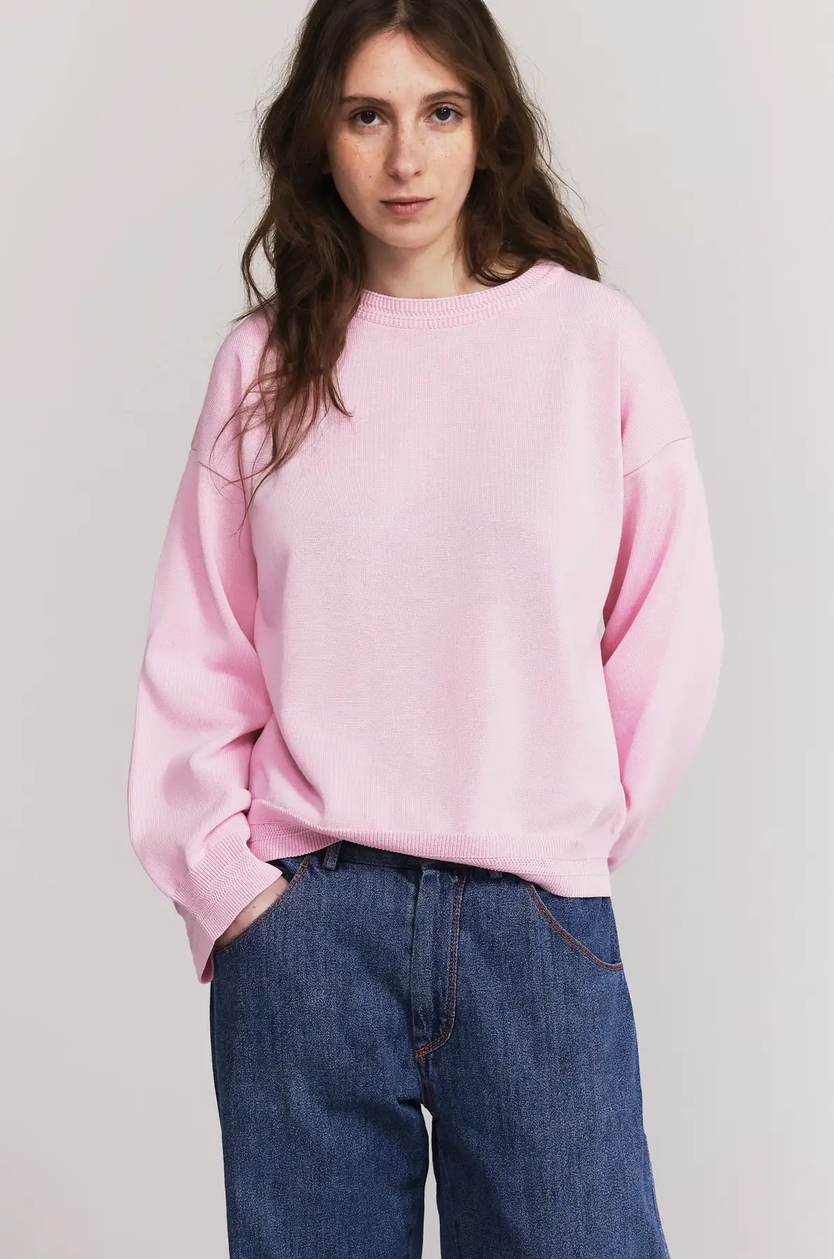 Produit maille Loucine couleur rose tricoté par la marque Parisienne Tricots Jean Marc 1972.