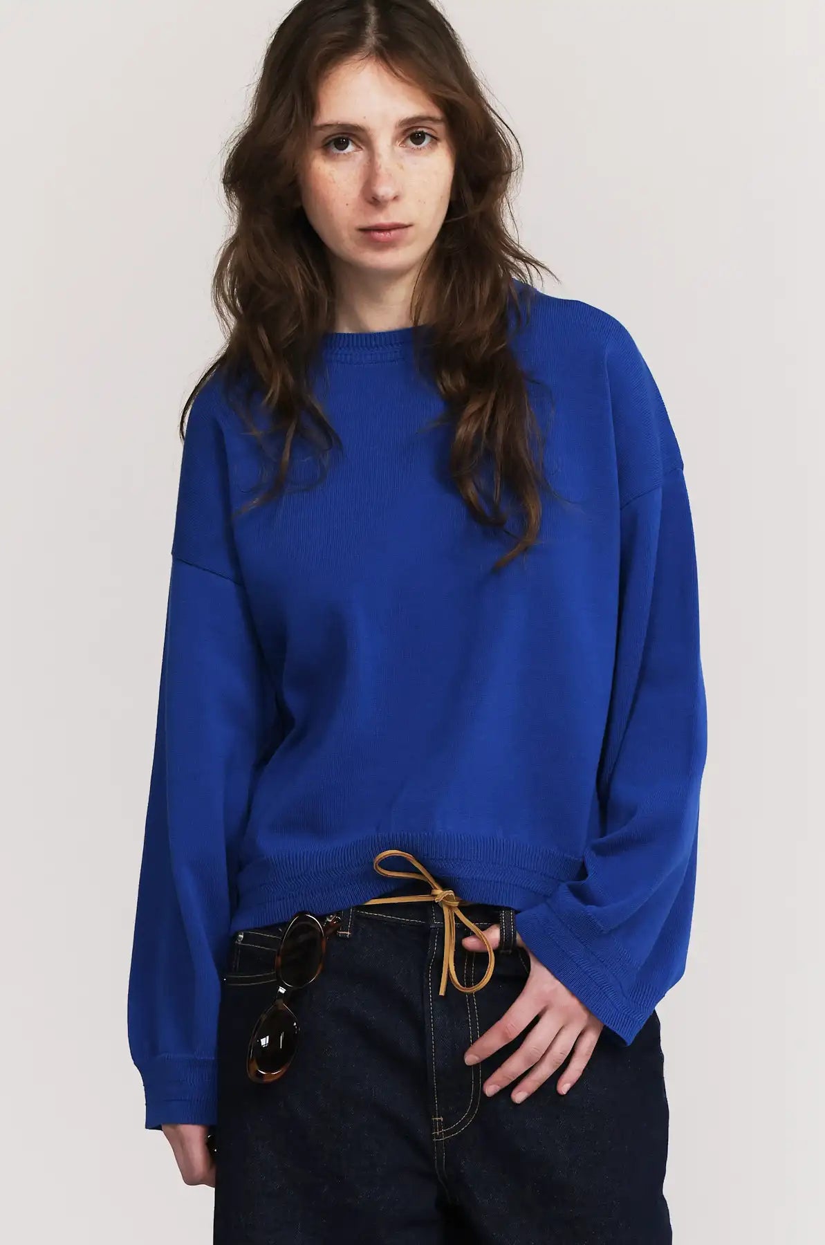 Produit maille Loucine couleur bleu tricoté par la marque Parisienne Tricots Jean Marc 1972.