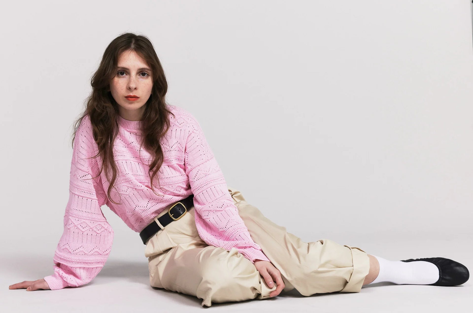 Produit maille Taline manches longues couleur rose tricoté par la marque Parisienne Tricots Jean Marc 1972.