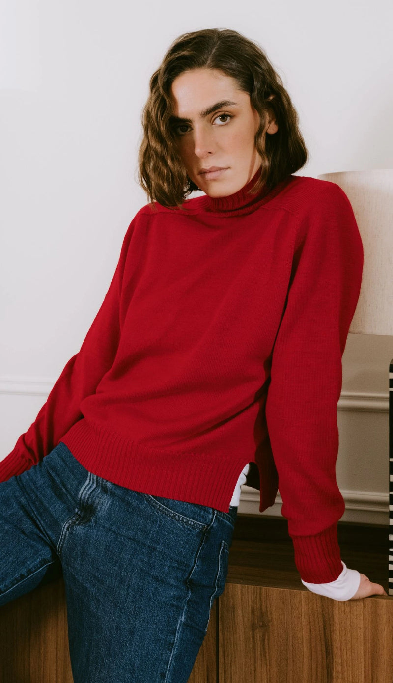 Pull Col Montant Enza - Rouge