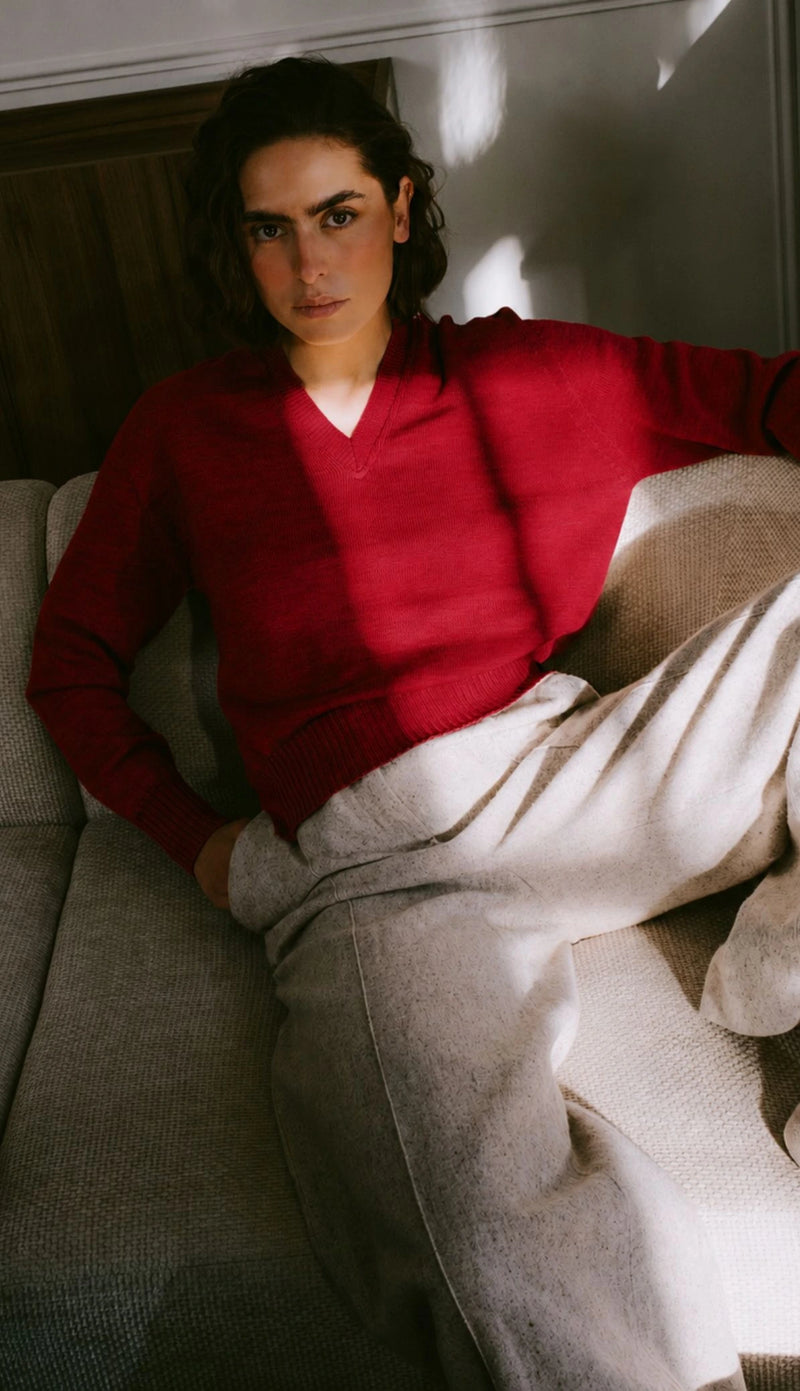 Pull Col V Enza - Rouge
