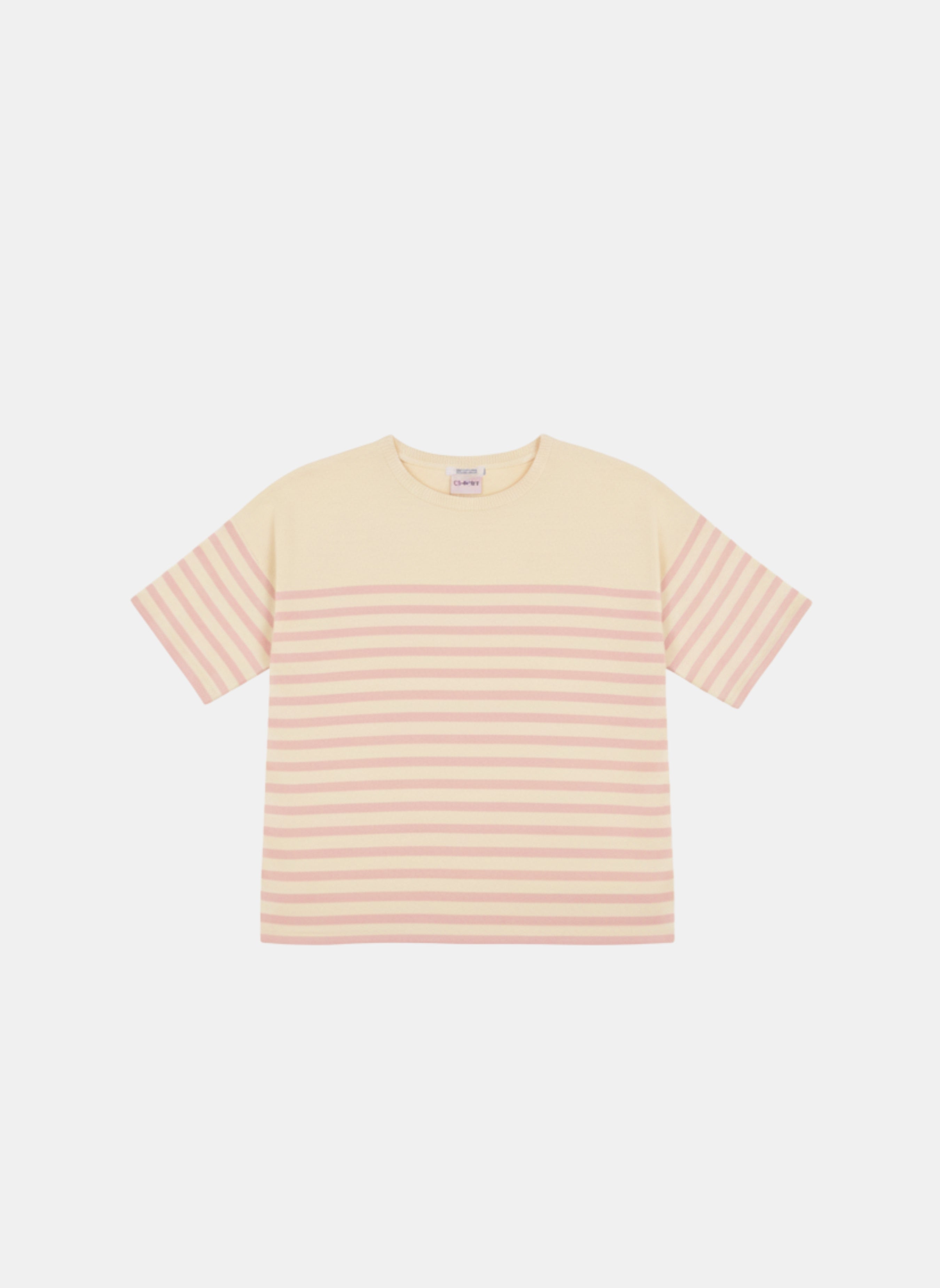 Produit Lori manches courtes Naturel / Rose confectionné par la marque Parisienne Tricots Jean Marc 1972.