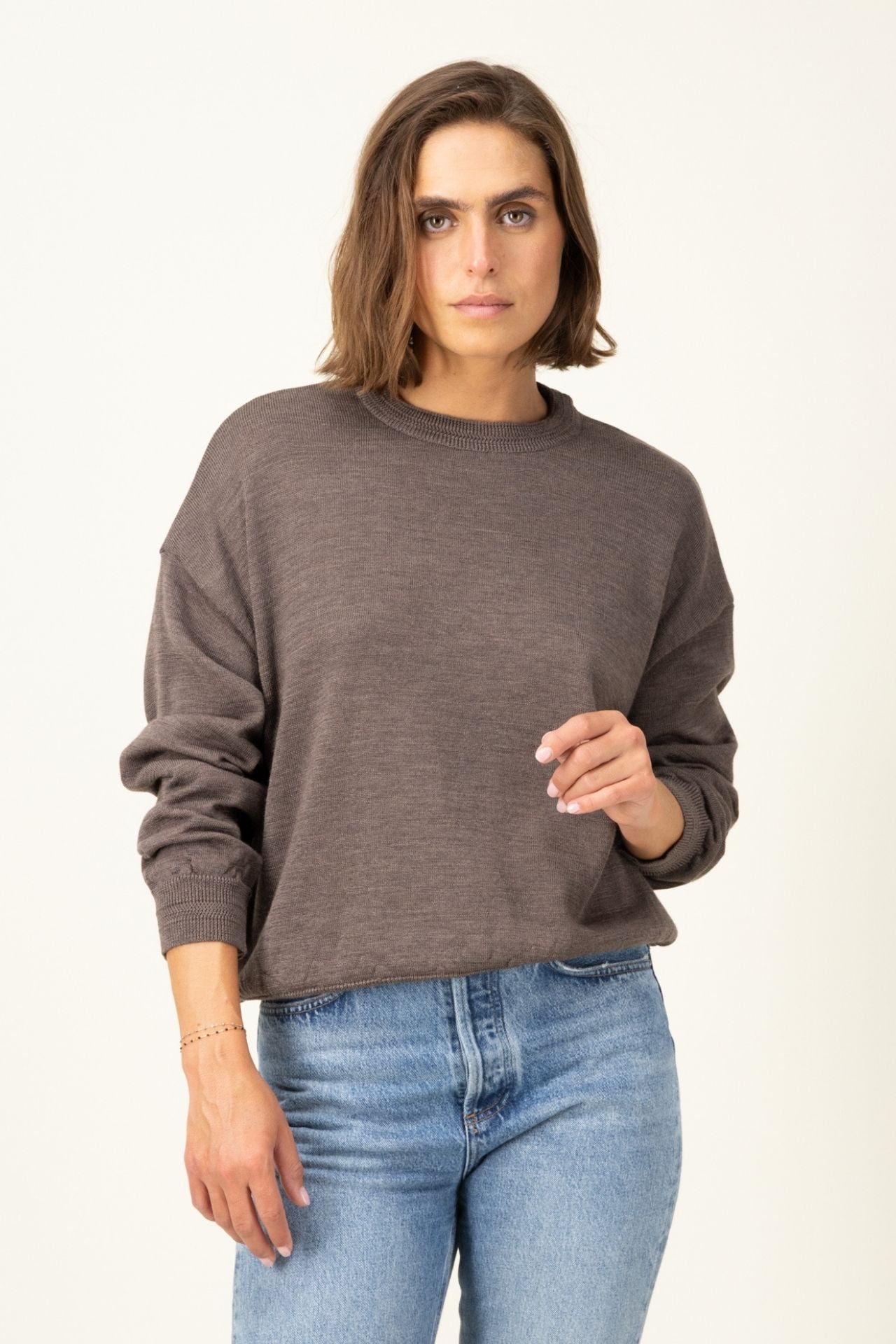 Produit Méliné round neck sweater confectionné par la marque Parisienne Tricots Jean Marc 1972.