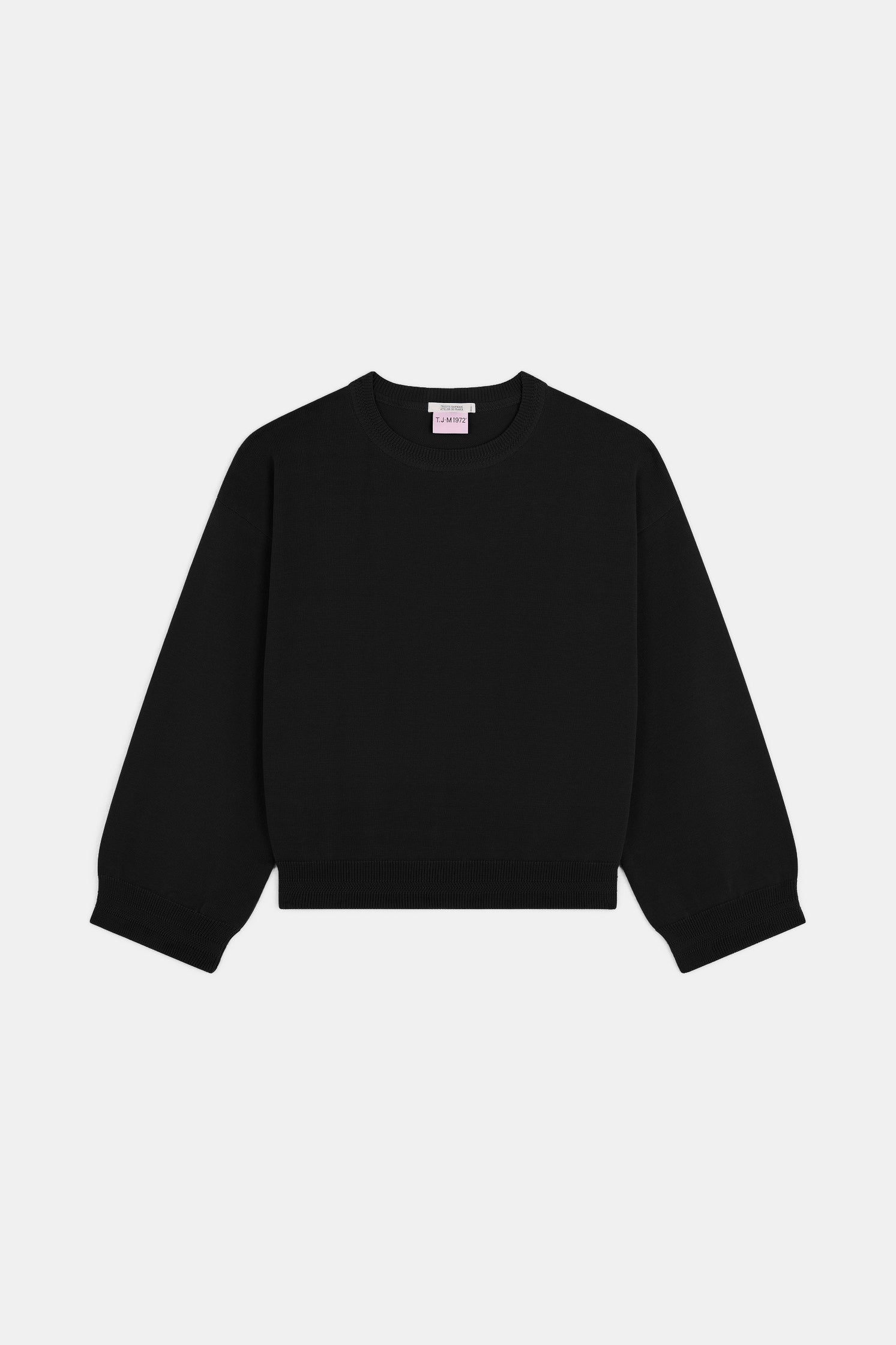 Produit Loucine col rond noir confectionné par la marque Parisienne Tricots Jean Marc 1972.