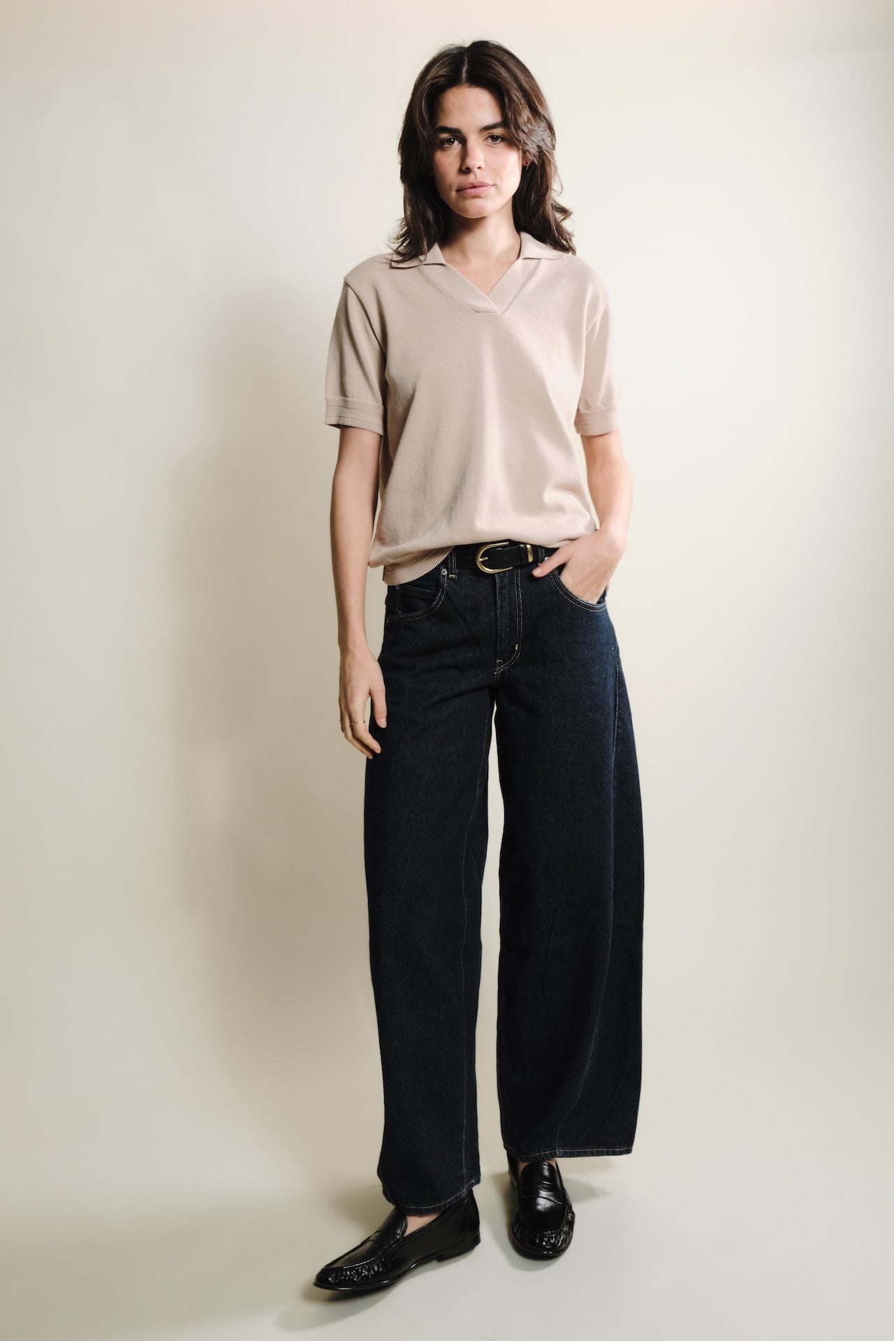 Produit Polo Loucine Beige confectionné par la marque Parisienne Tricots Jean Marc 1972.