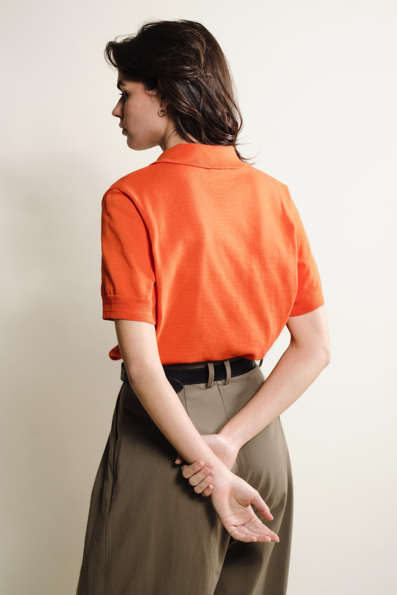 Produit Polo Loucine Orange confectionné par la marque Parisienne Tricots Jean Marc 1972.