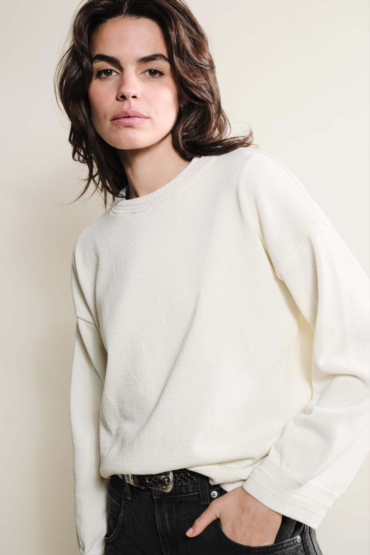 Produit Maille Loucine Écru confectionné par la marque Parisienne Tricots Jean Marc 1972.