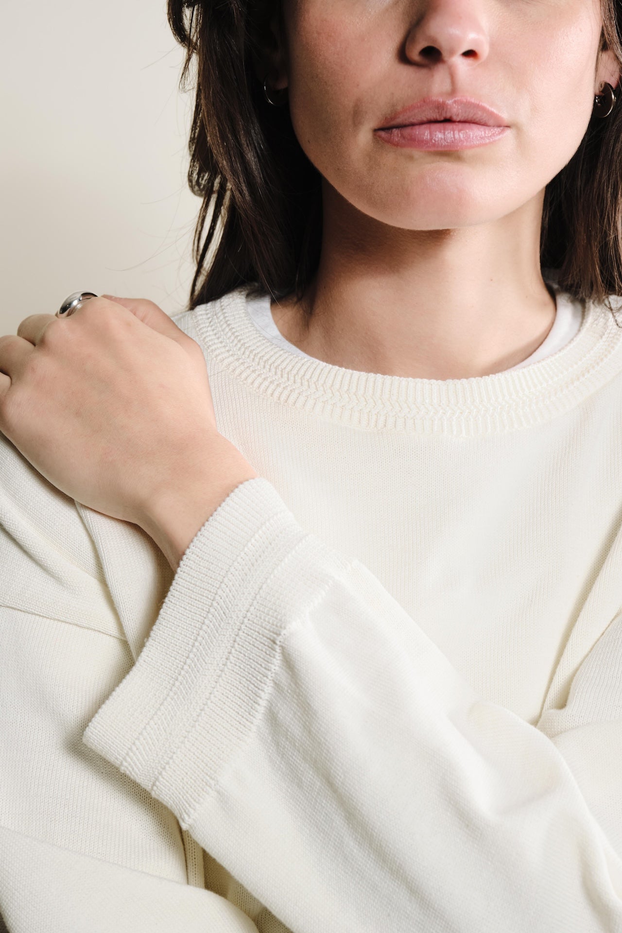 Produit Maille Loucine Écru confectionné par la marque Parisienne Tricots Jean Marc 1972.