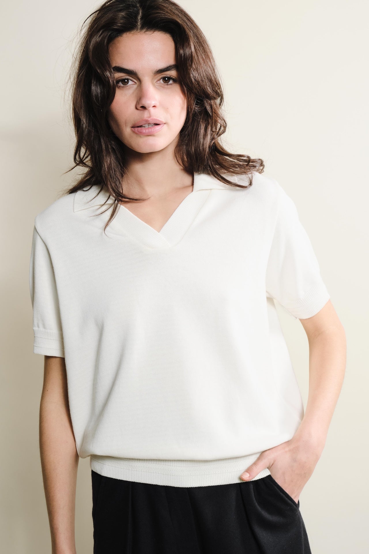 Produit Polo Loucine Écru confectionné par la marque Parisienne Tricots Jean Marc 1972.