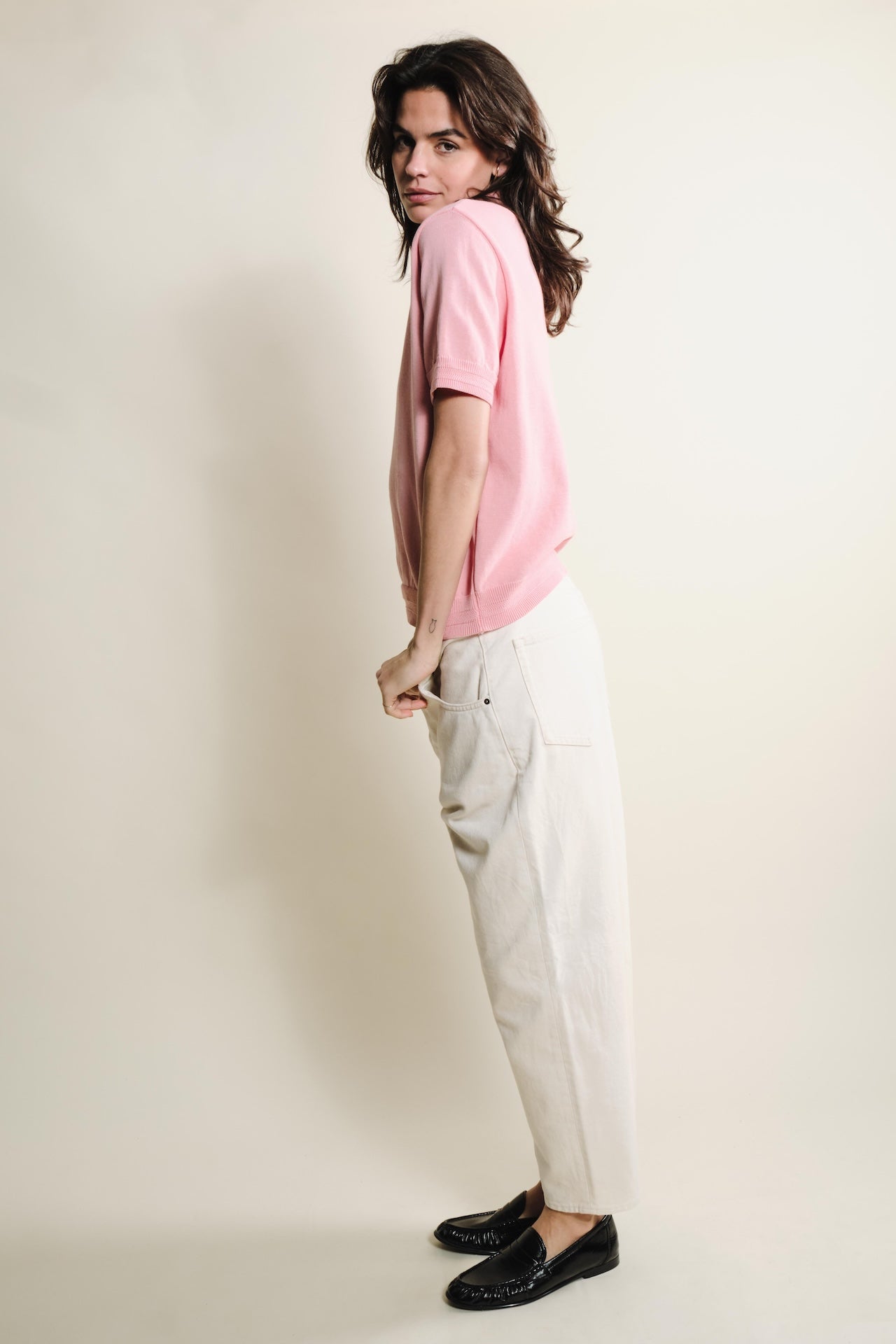 Produit Polo Loucine Rose confectionné par la marque Parisienne Tricots Jean Marc 1972.