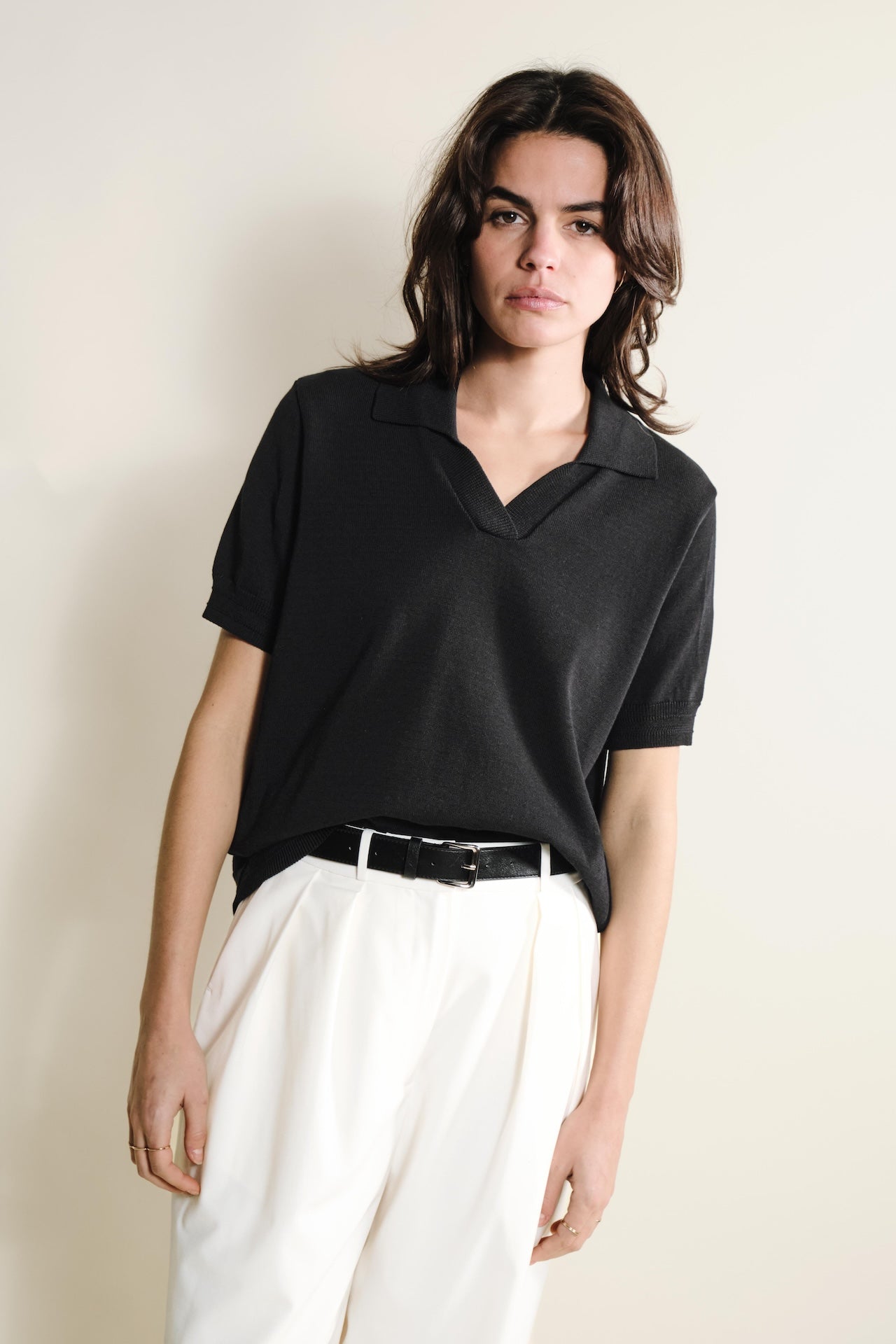 Produit Polo Loucine Noir confectionné par la marque Parisienne Tricots Jean Marc 1972.