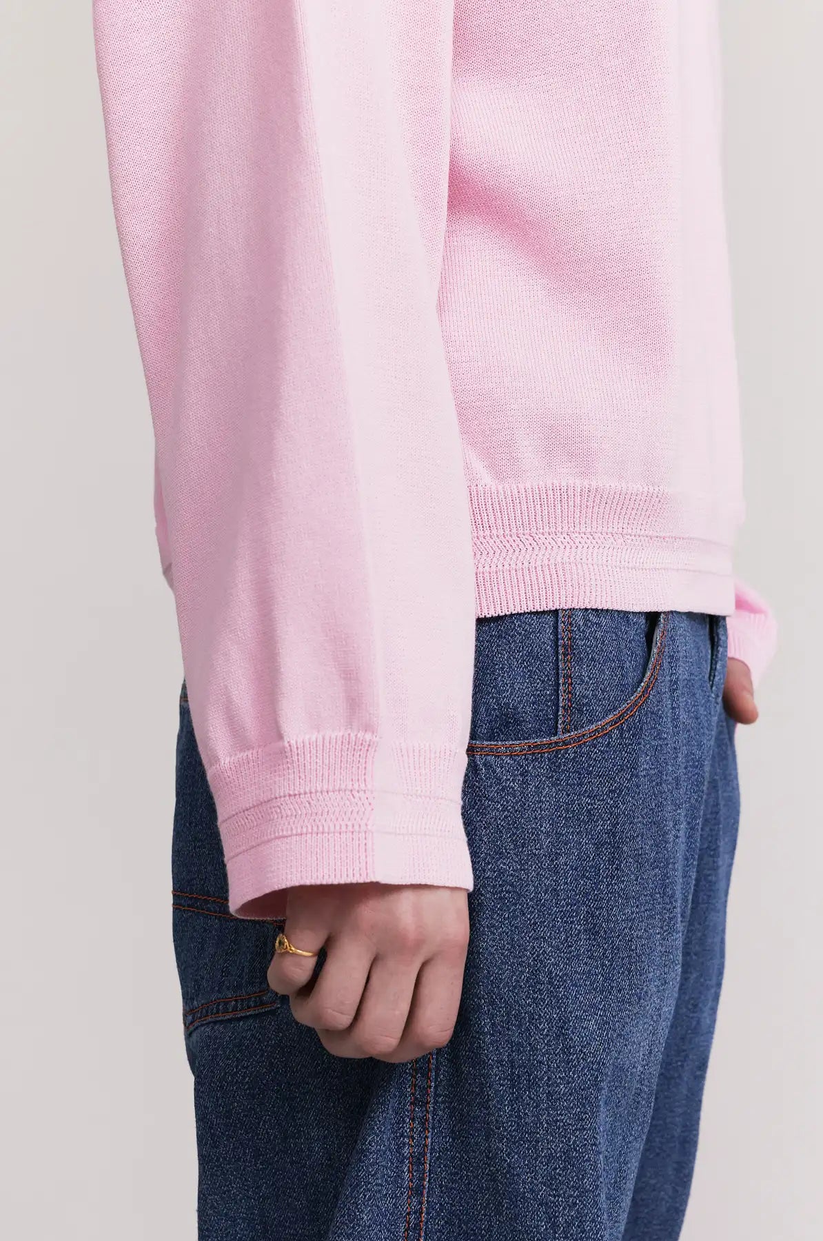 Produit maille Loucine couleur rose tricoté par la marque Parisienne Tricots Jean Marc 1972.